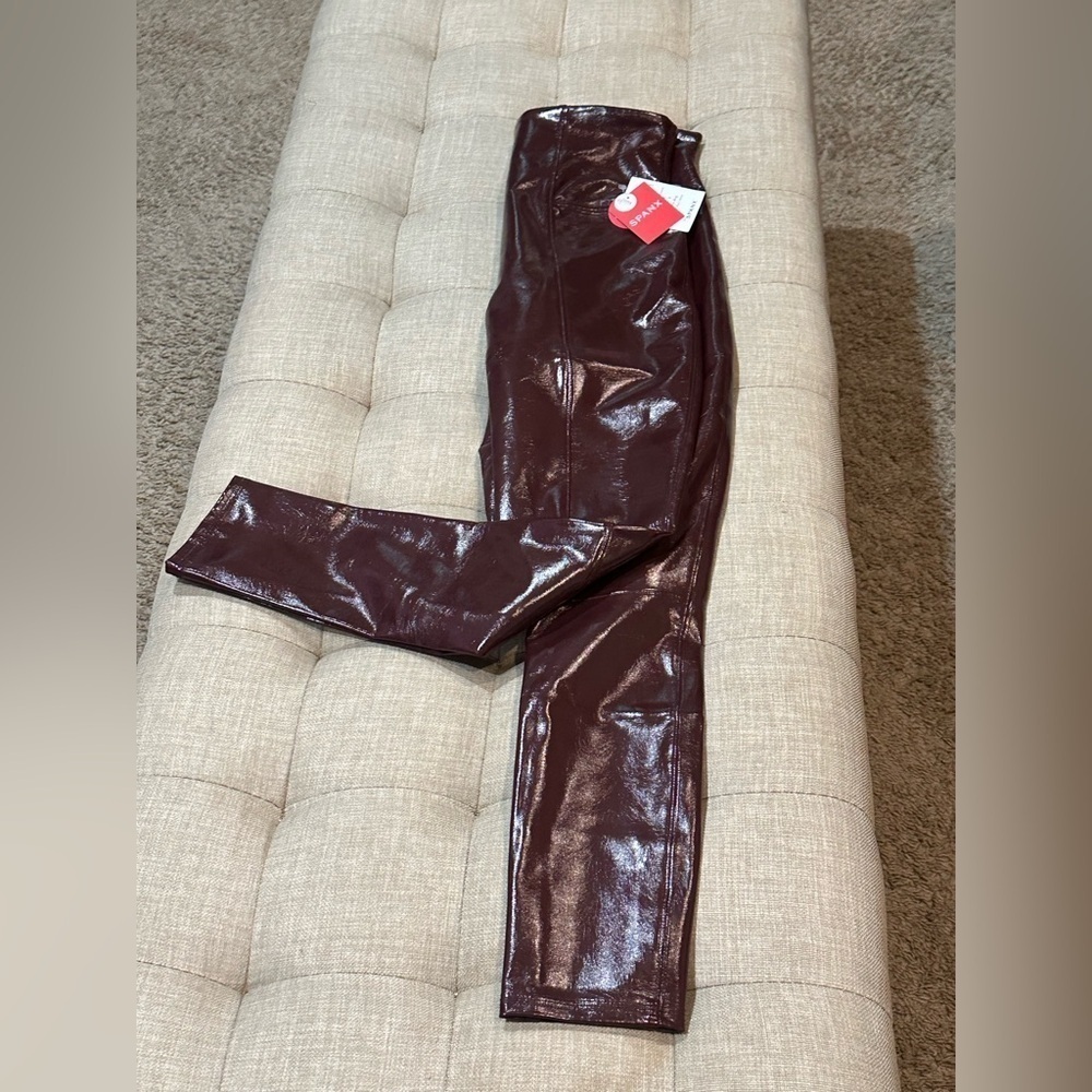Women’s SPANXshape™ Faux Leather Patent Leggings Ruby Red Petite - Medium - NWT - Picture 6 of 11
